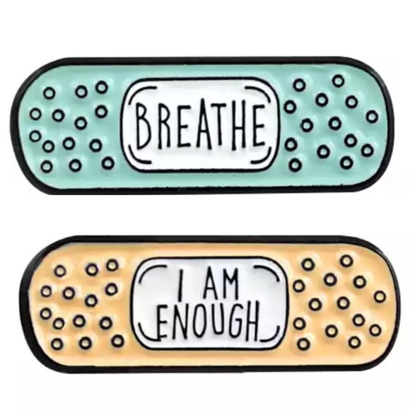 2pcs Mental Health Self-Care Bandaid Enamel Pins - Picture 2 of 10